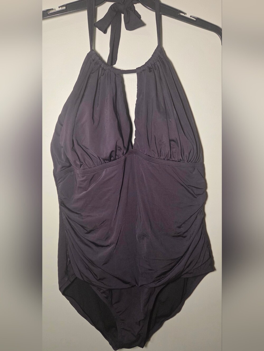 Kenneth Cole Reaction Black Halter One Piece Swimsuit 2X